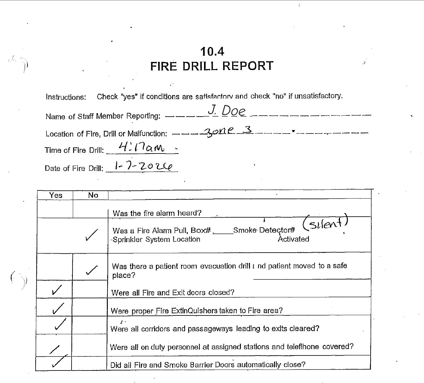 Scanned paper document included in a REQQER Log Book