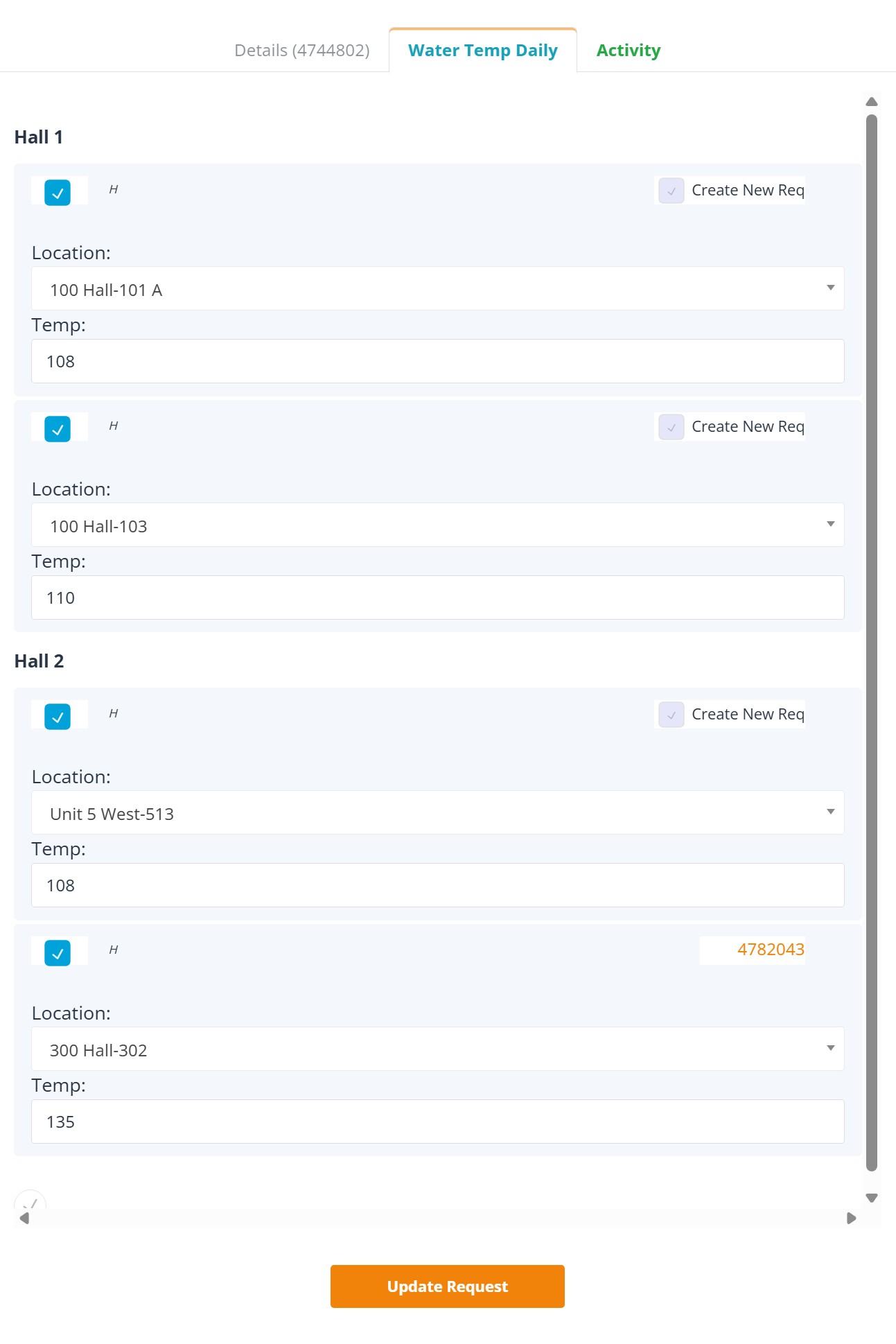 REQQER Scheduled Task showing linked corrective work