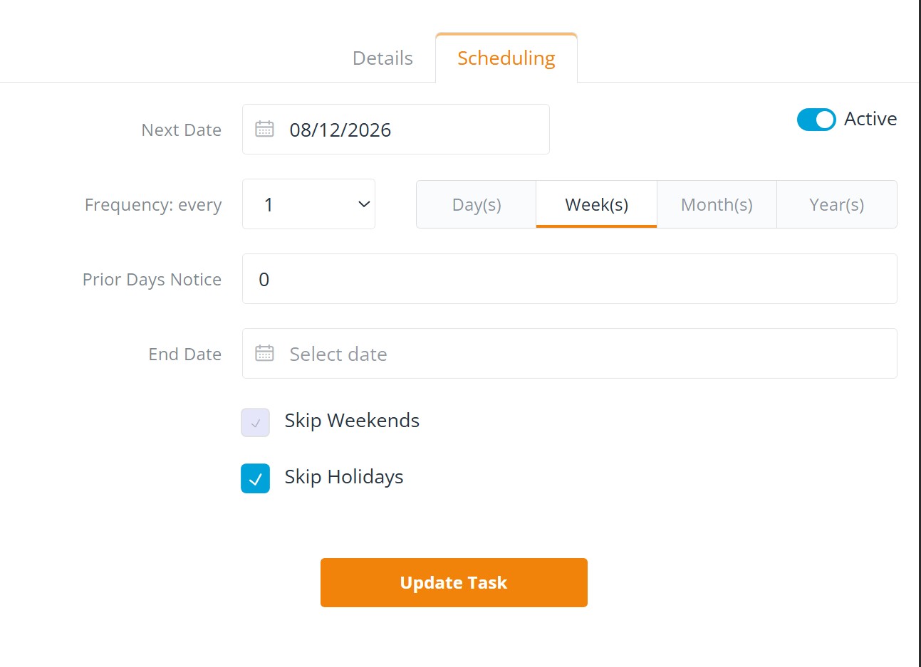 REQQER Scheduler Scheduling tab