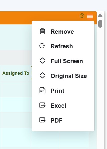 REQQER Dashboard Card menu